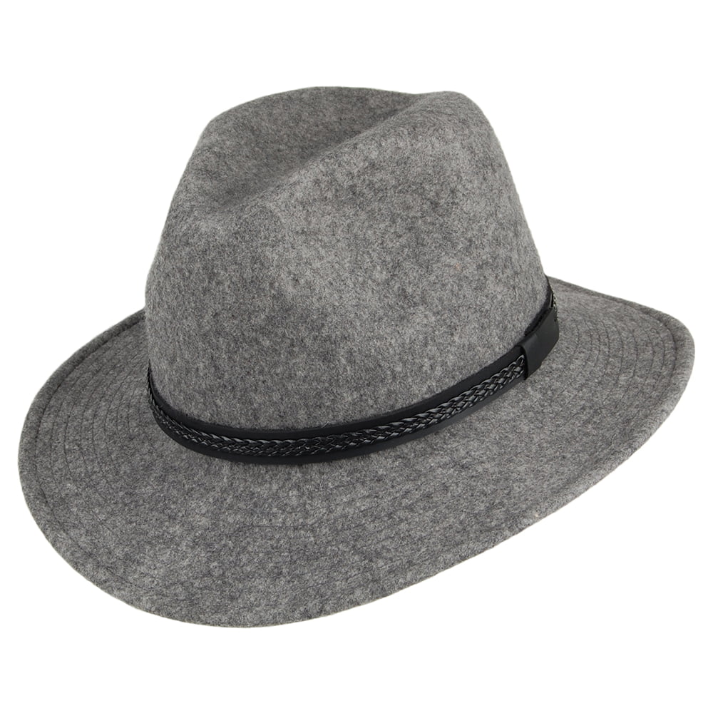 Chapeau Fedora Laine Feutrée Hydrofuge TWF1 Montana Mélange De Gris TI ...