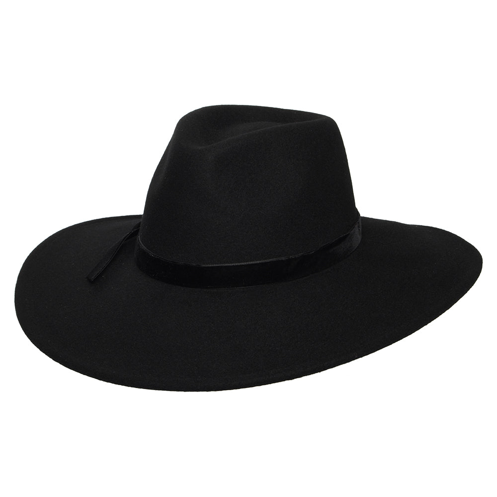 Chapeau Fedora Rancher en Laine Feutrée avec Bandeau en Velours Calista noir SCALA