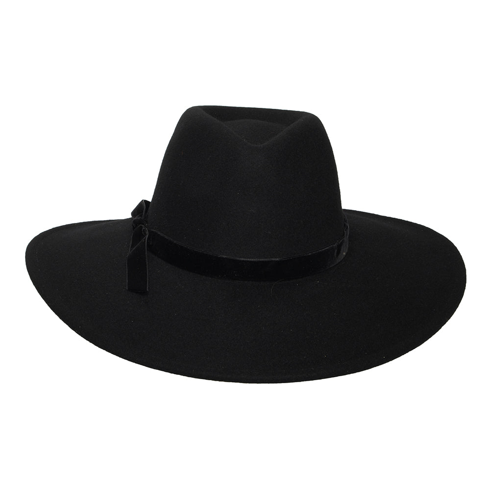 Chapeau Fedora Rancher en Laine Feutrée avec Bandeau en Velours Calista noir SCALA