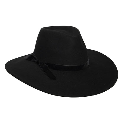 Chapeau Fedora Rancher en Laine Feutrée avec Bandeau en Velours Calista noir SCALA