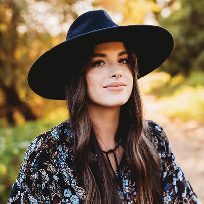 Chapeau Fedora Rancher en Laine Feutrée avec Bandeau en Velours Calista noir SCALA