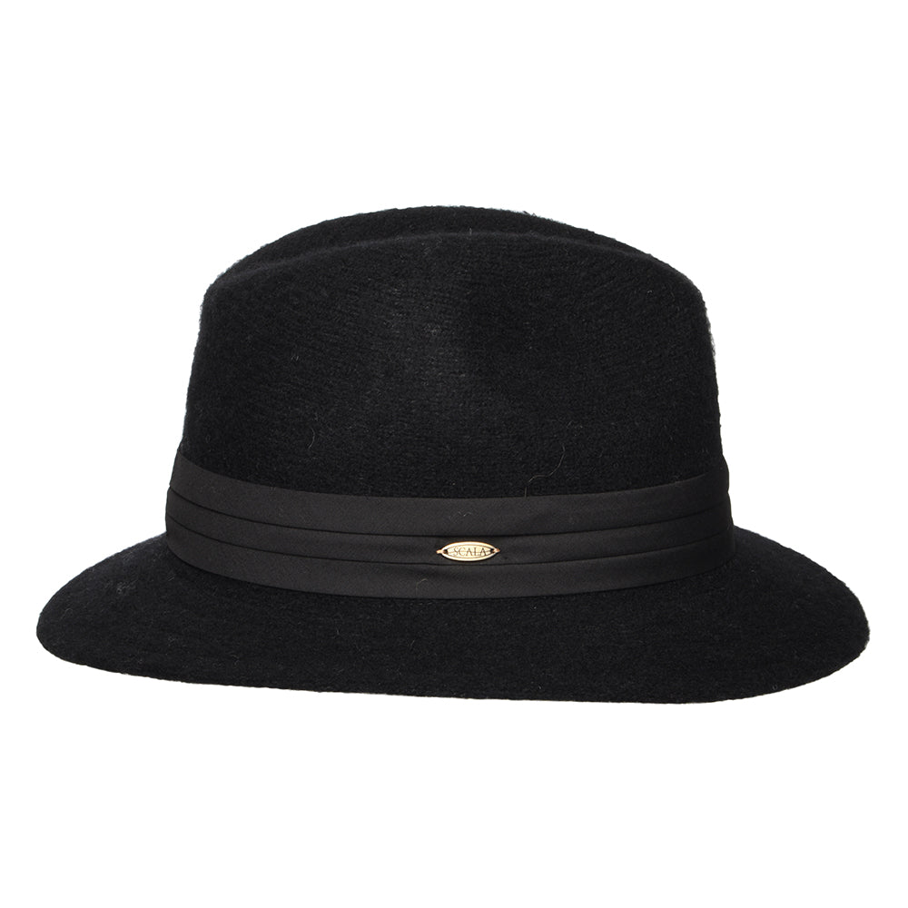 Chapeau Fedora Pliable en Angora Mélangé India noir SCALA