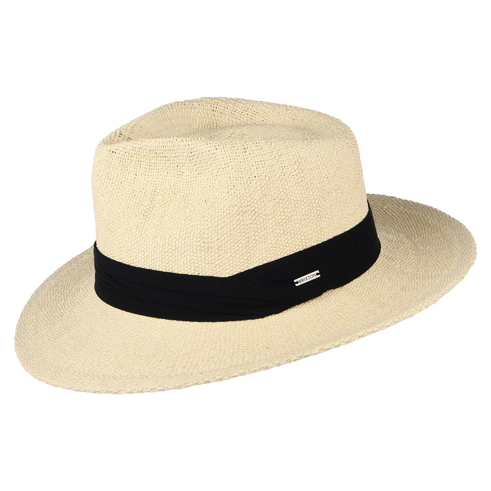 Chapeau Fedora en Paille Toyo Sol naturel-noir BRIXTON