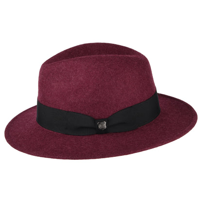 Chapeau Fedora en Laine Feutrée Chinée Hydrofuge Boston merlot FAILSWORTH