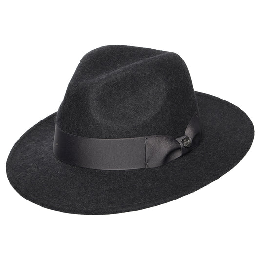 Chapeau Fedora en Laine Feutrée Chinée Hydrofuge Boston gris foncé FAILSWORTH