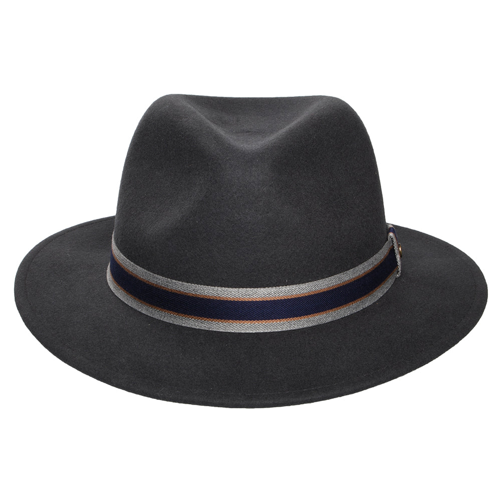 Chapeau Fedora Safari en Laine Feutrée Déformable Hydrofuge Valcourt Traveller gris foncé STETSON