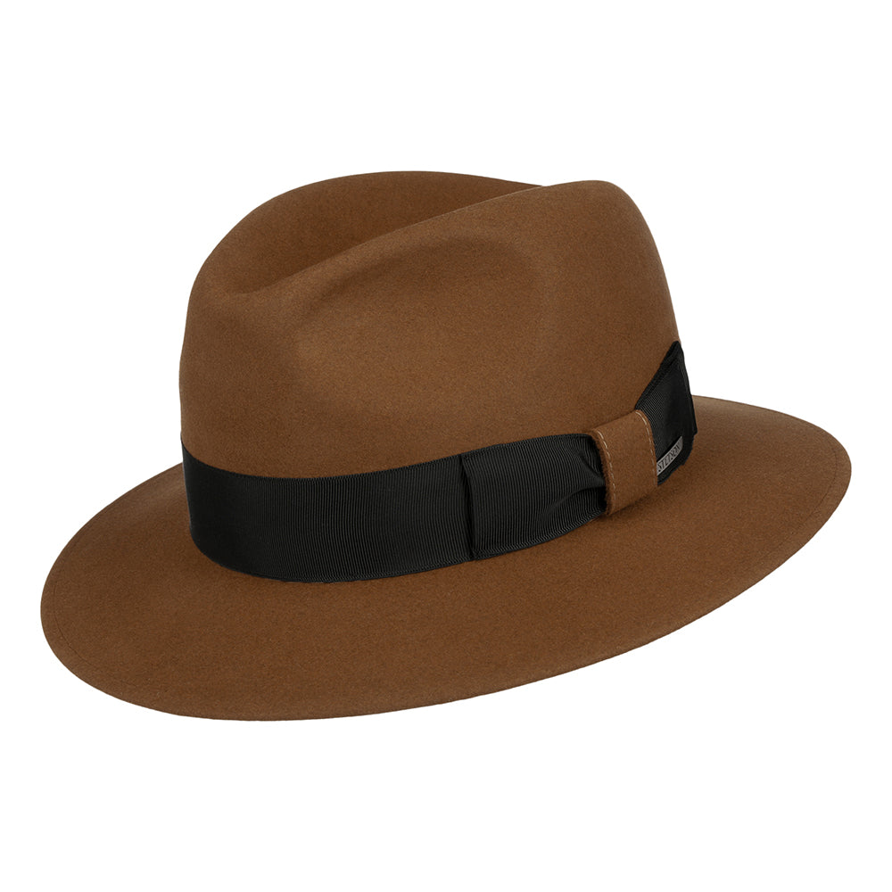 Chapeau Fedora Safari en Feutre de Castor Mélangé Lestoca Traveller marron STETSON