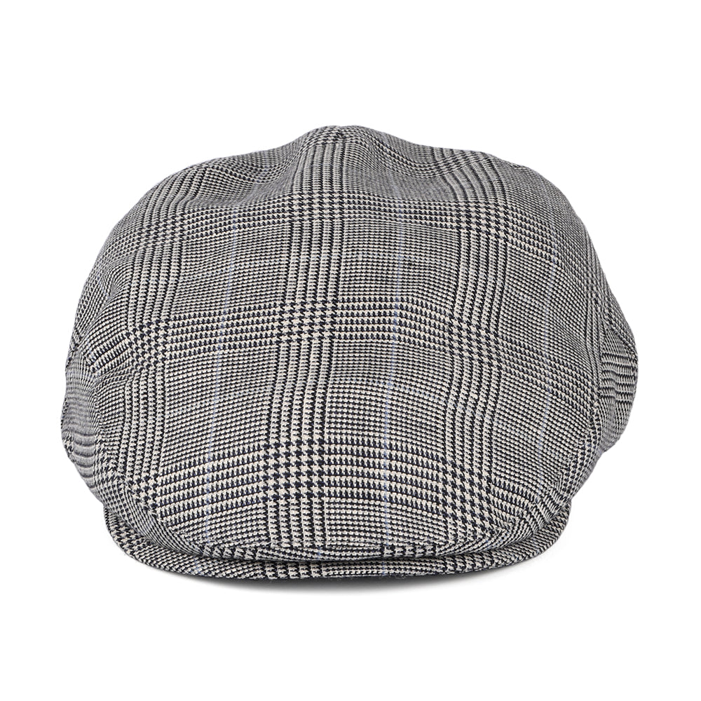 Casquette Plate en Lin et Laine Prince-de-Galles Ascot Camberley noir-blanc-bleu CHRISTYS