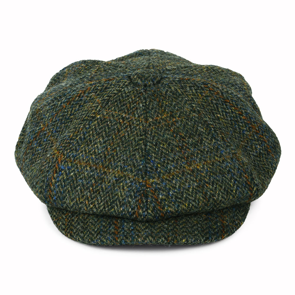 Casquette Gavroche en Harris Tweed à Chevrons Carloway olive-bleu-rouille FAILSWORTH