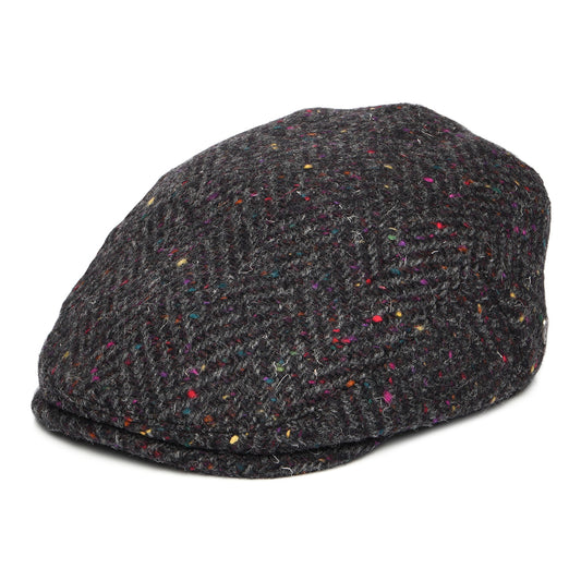 Casquette Plate en Tweed du Donegal Épais à Chevrons Finnegan anthracite-multi JAXON & JAMES