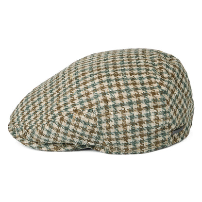 Casquette Plate en Soie et Laine Vierge Pied-de-Poule Kent beige STETSON