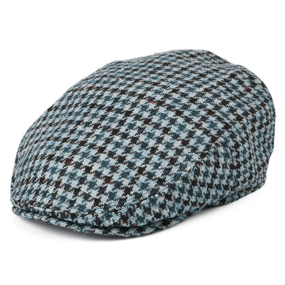 Casquette Plate en Soie et Laine Vierge Pied-de-Poule Kent bleu STETSON