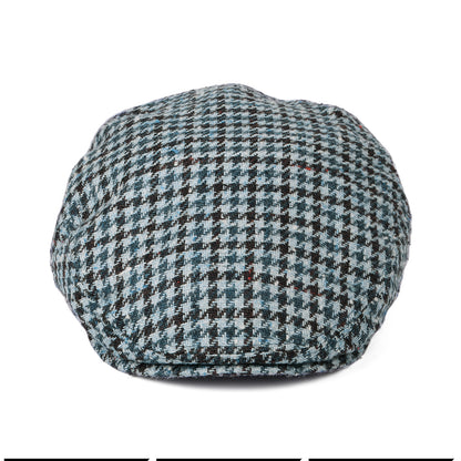 Casquette Plate en Soie et Laine Vierge Pied-de-Poule Kent bleu STETSON