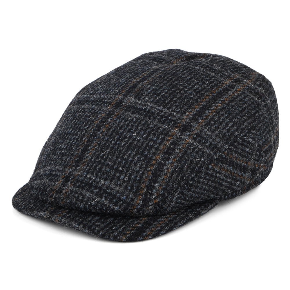 Casquette Plate à Visière Allongée en Harris Tweed Finsbay bleu marine FAILSWORTH