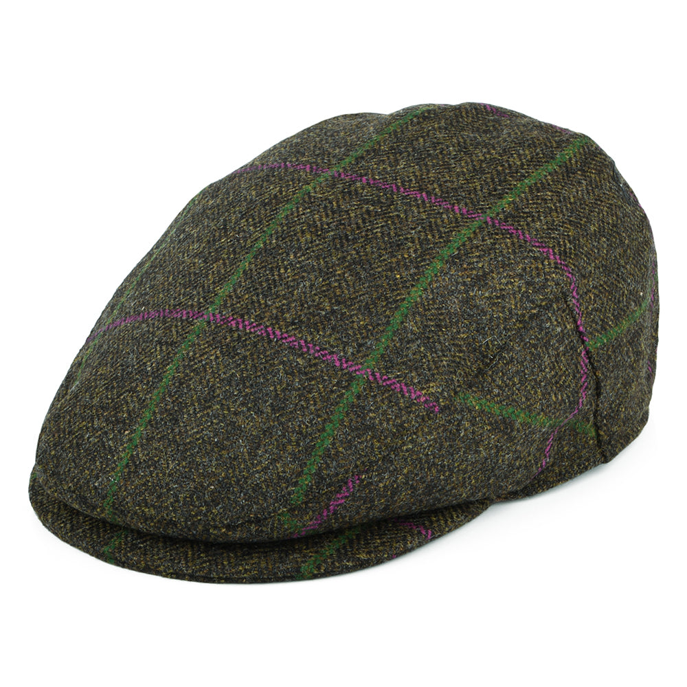 Casquette Plate Imperméable à Carreaux et Chevrons olive-violet-vert FAILSWORTH