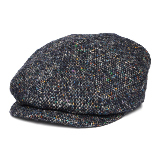 Casquette Gavroche en Tweed du Donegal Chiné Calotte Profonde bleu marine-multi CITY SPORT