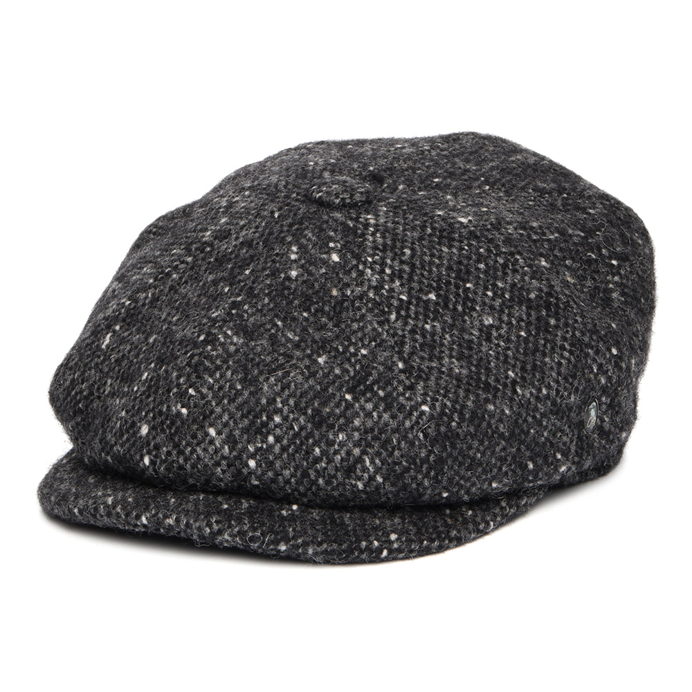 Casquette Gavroche en Tweed du Donegal Chiné Calotte Profonde anthracite CITY SPORT