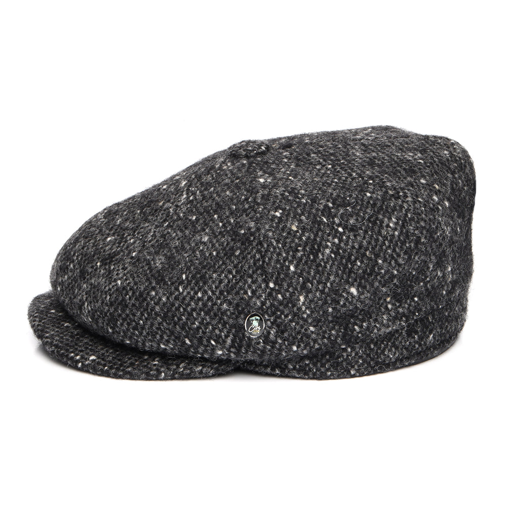 Casquette Gavroche en Tweed du Donegal Chiné Calotte Profonde anthracite CITY SPORT