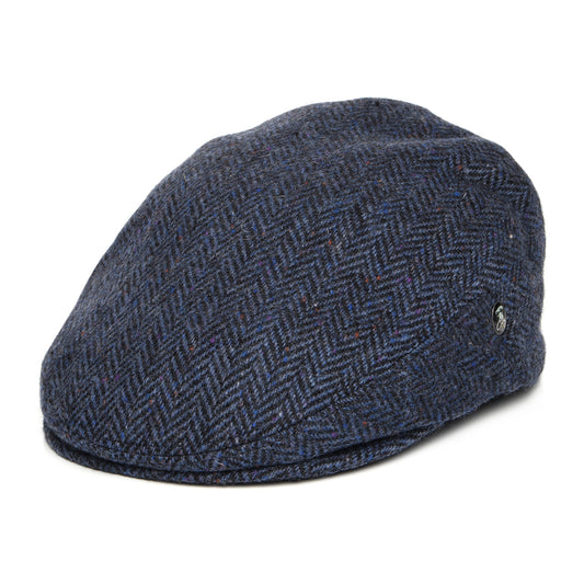 Casquette Plate en Tweed du Donegal à Chevrons bleu marine CITY SPORT