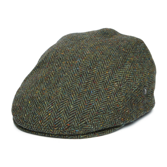 Casquette Plate en Tweed du Donegal à Chevrons forêt CITY SPORT