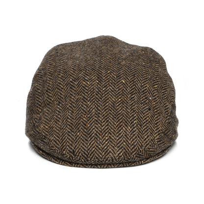 Casquette Plate en Tweed du Donegal à Chevrons marron CITY SPORT