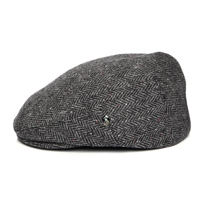 Casquette Plate en Tweed du Donegal à Chevrons gris-noir CITY SPORT