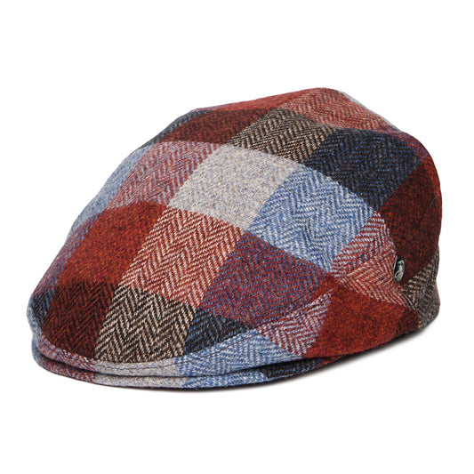 Casquette Plate en Tweed du Donegal Patch à Chevrons bleu-vin CITY SPORT