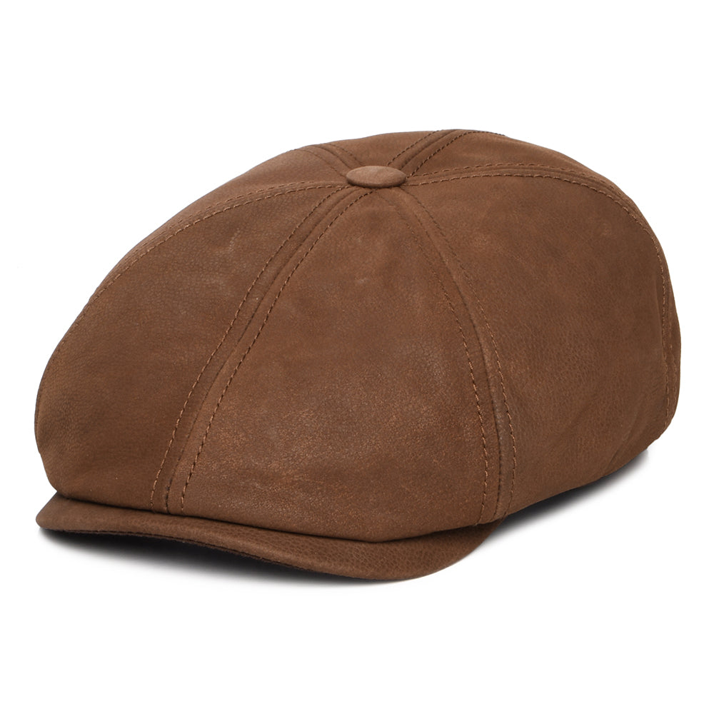 Casquette Gavroche en Cuir Nubuck cognac STETSON