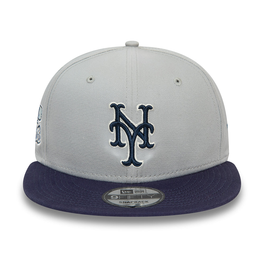 Casquette Snapback 9FIFTY MLB Patch New York Mets gris-bleu marine NEW ERA