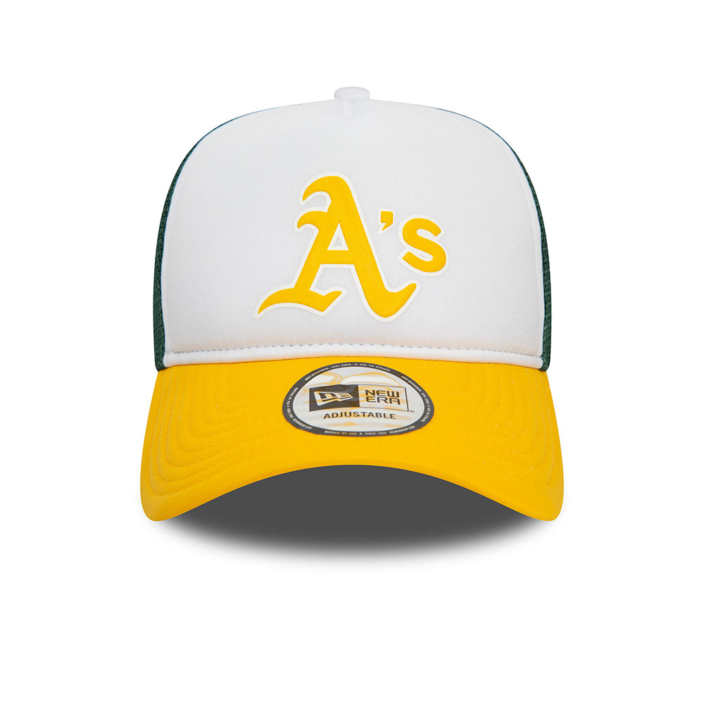 Casquette Trucker MLB Logo A-Frame Oakland Athletics blanc-jaune-vert foncé NEW ERA