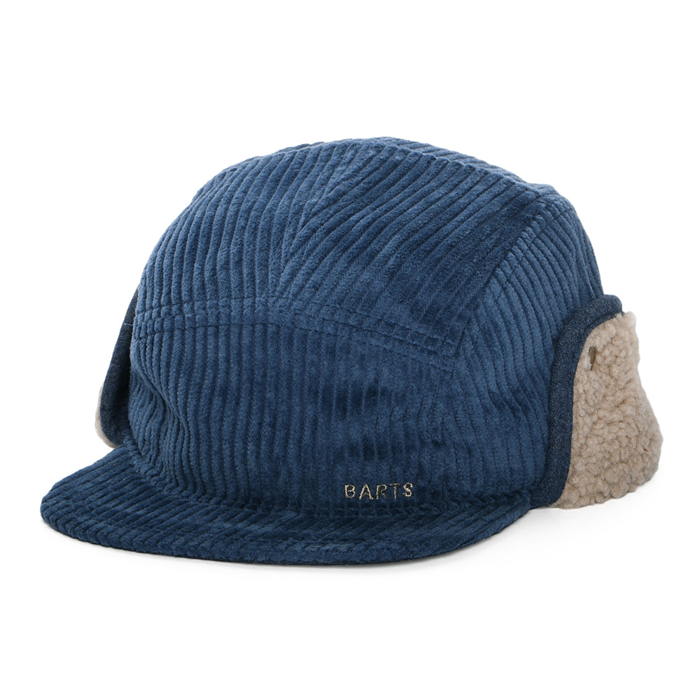 Casquette 5 Panel en Velours Côtelé Avec Protège-Oreilles Rayner bleu marine BARTS