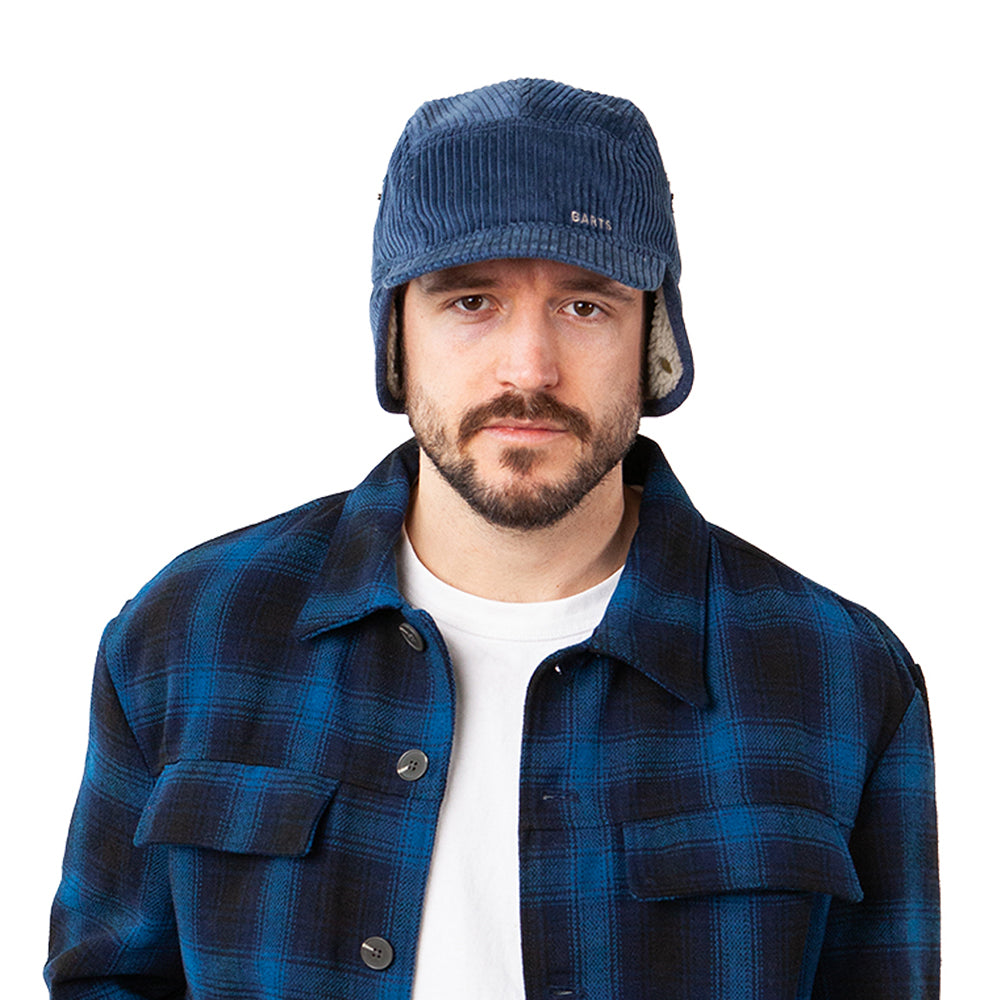 Casquette 5 Panel en Velours Côtelé Avec Protège-Oreilles Rayner bleu marine BARTS