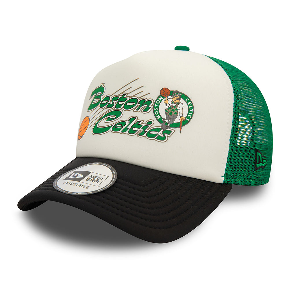 Casquette Trucker NBA Graphic A-Frame Boston Celtics blanc cassé-noir-vert NEW ERA