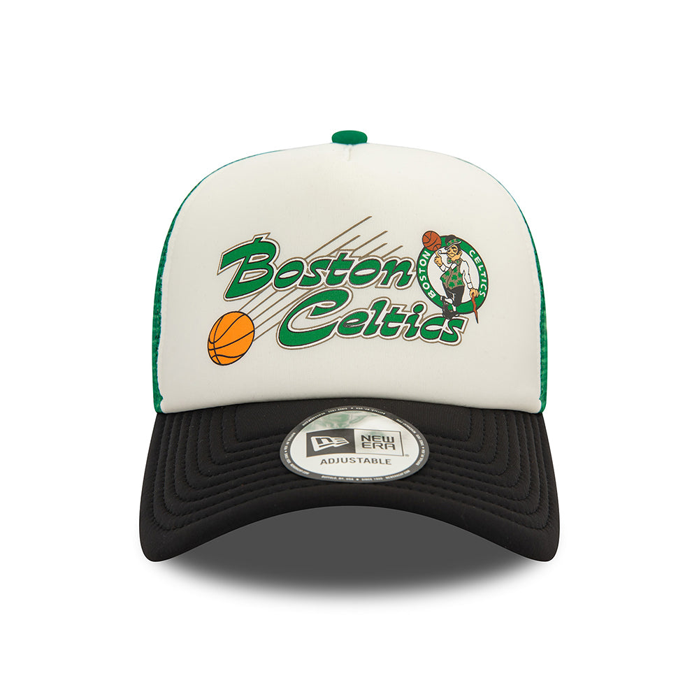 Casquette Trucker NBA Graphic A-Frame Boston Celtics blanc cassé-noir-vert NEW ERA