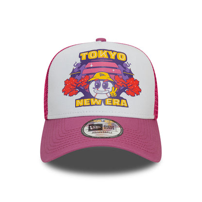 Casquette Trucker Tokyo Graphic Print A-Frame blanc-rose NEW ERA