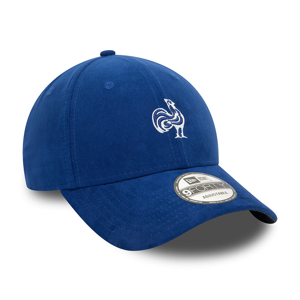 Casquette 9FORTY Faux Suede Fédération Française de Rugby bleu roi NEW ERA