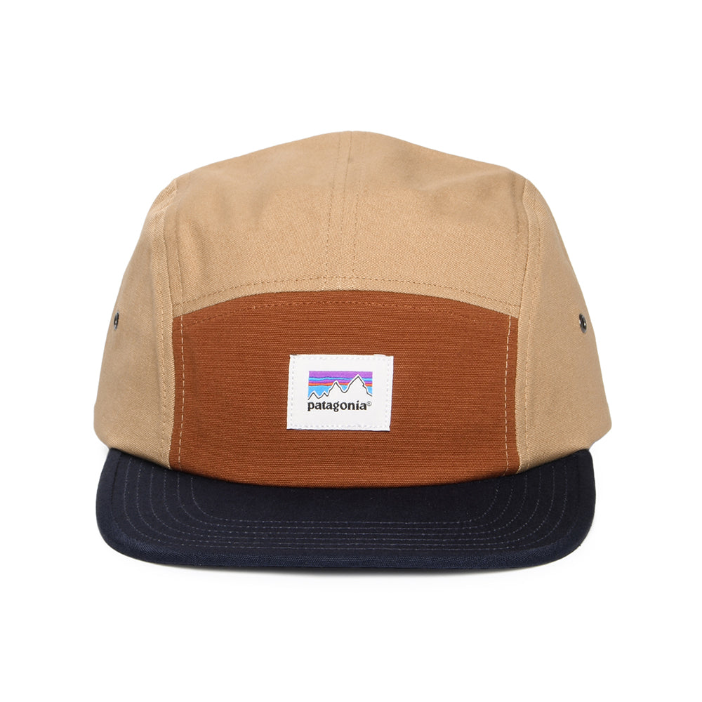 Casquette 5 Panel en Coton Bio Shop Sticker Graphic Maclure marron-bleu marine PATAGONIA