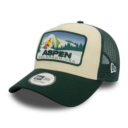 Casquette Trucker Ski Patch A-Frame Aspen vert foncé-blanc cassé NEW ERA