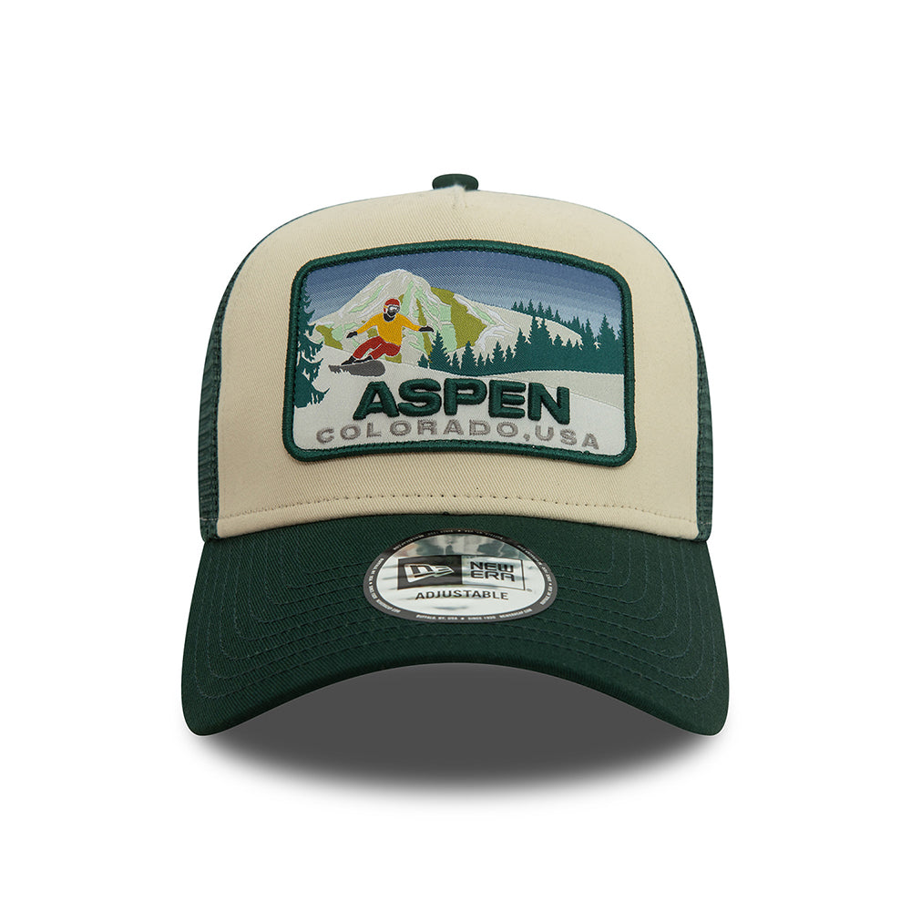 Casquette Trucker Ski Patch A-Frame Aspen vert foncé-blanc cassé NEW ERA