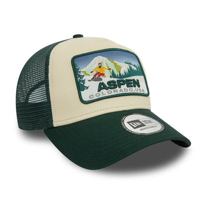 Casquette Trucker Ski Patch A-Frame Aspen vert foncé-blanc cassé NEW ERA