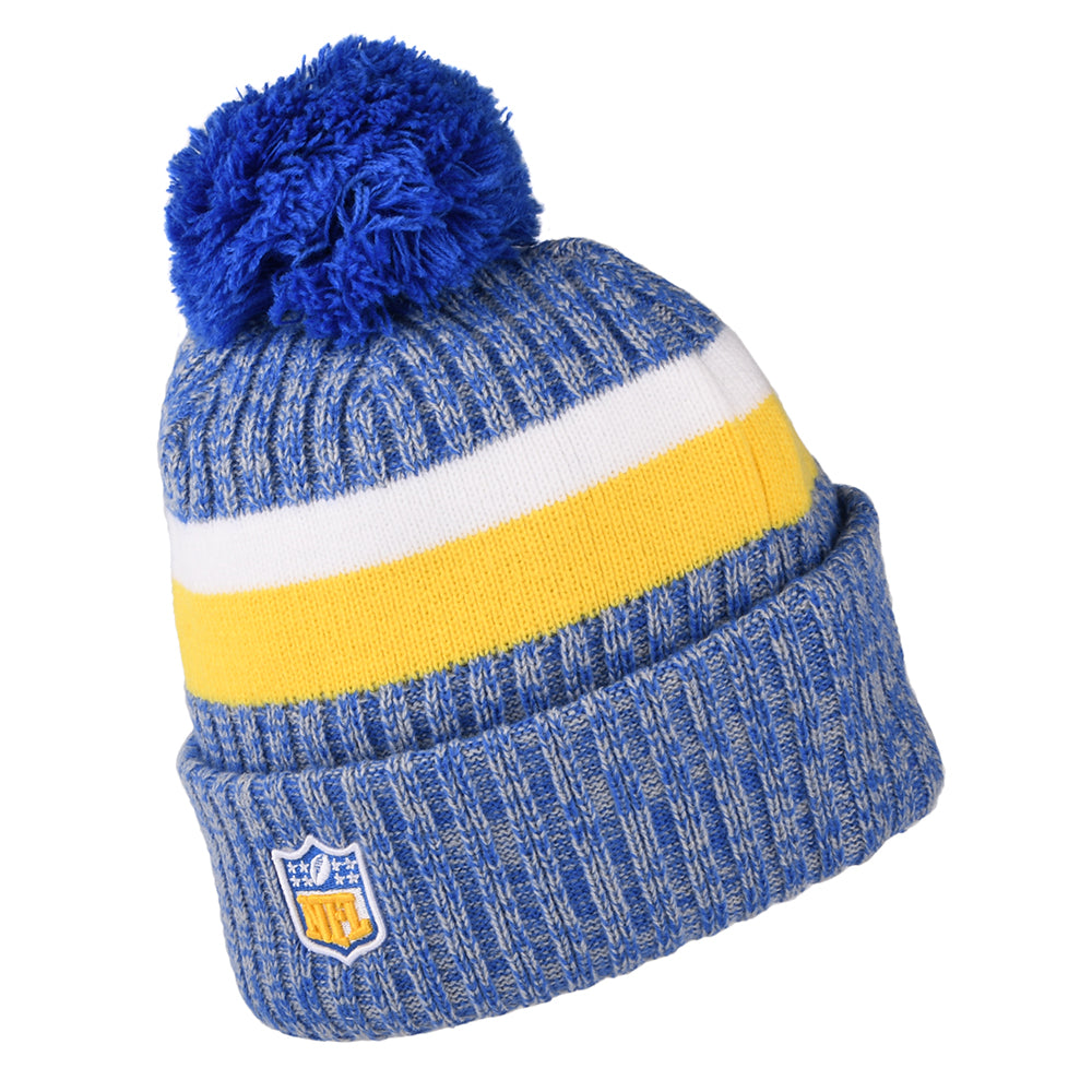 Bonnet à Pompon NFL Sideline Sport Knit Los Angeles Rams bleu roi-or NEW ERA