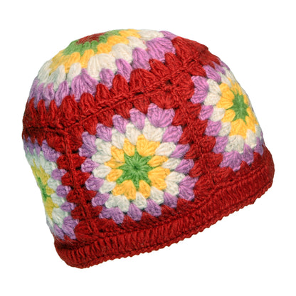 Bonnet Granny Square en Crochet rouge KUSAN