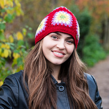 Bonnet Granny Square en Crochet rouge KUSAN