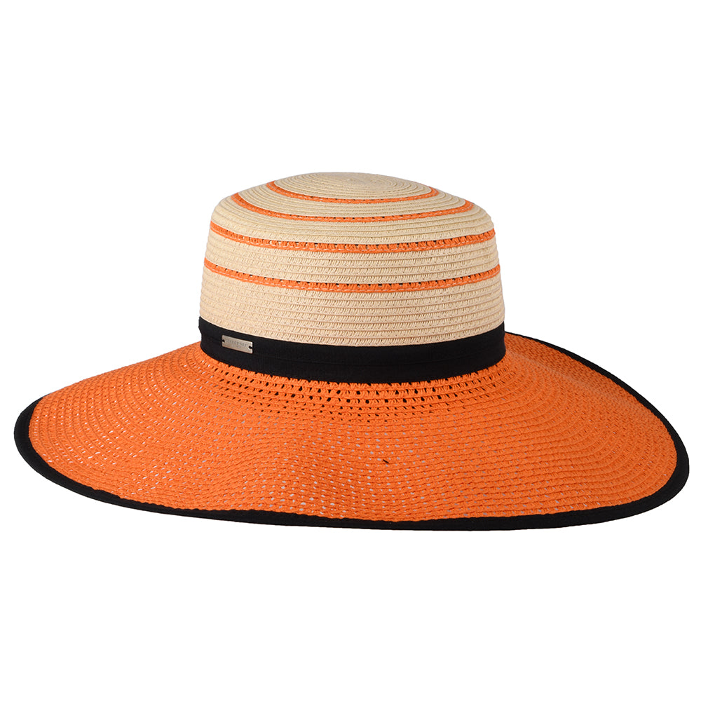 Chapeau Canotier en Paille Toyo naturel-orange SEEBERGER