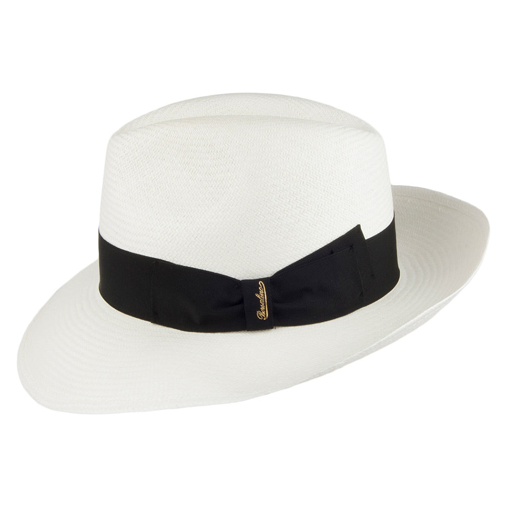 Chapeau Fedora Panama avec Bandeau noir Fine décoloré BORSALINO