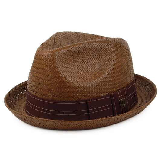 Chapeau Trilby en Paille Castor sépia-marron BRIXTON