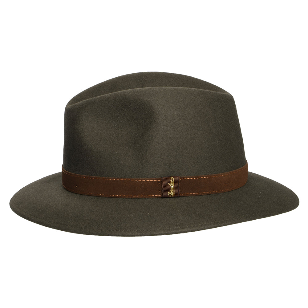 Chapeau Fedora Safari Déformable en Fourrure Feutrée sauge BORSALINO