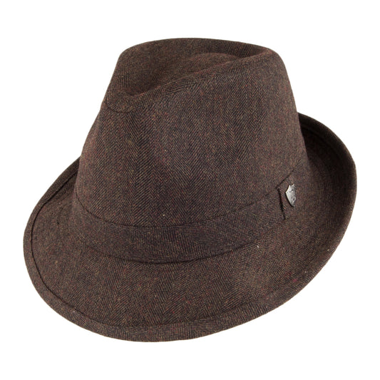 Chapeau Trilby en Laine Mélangée marron DORFMAN PACIFIC