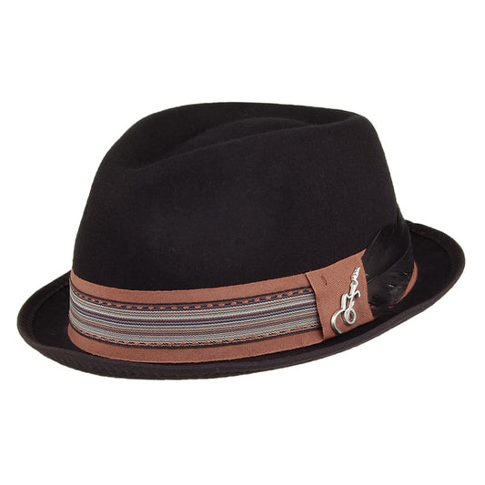 Chapeau Trilby en Laine Feutrée Stage noir CARLOS SANTANA