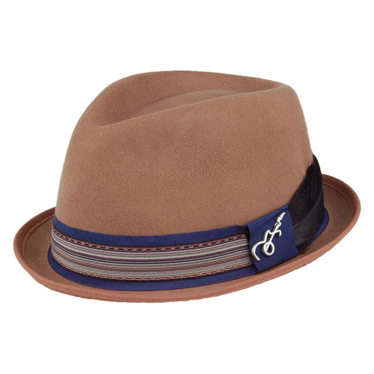 Chapeau Trilby en Laine Feutrée Stage beige sable CARLOS SANTANA